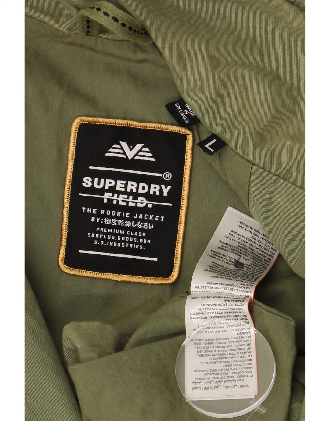 SUPERDRY Męska kurtka wojskowa UK 40 duża, zielona bawełniana