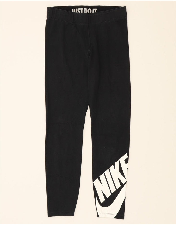 NIKE Womens Graphic Leggings UK 8 Small  Black Polyester Vintage Nike and Second-Hand Nike from Messina Hembry 