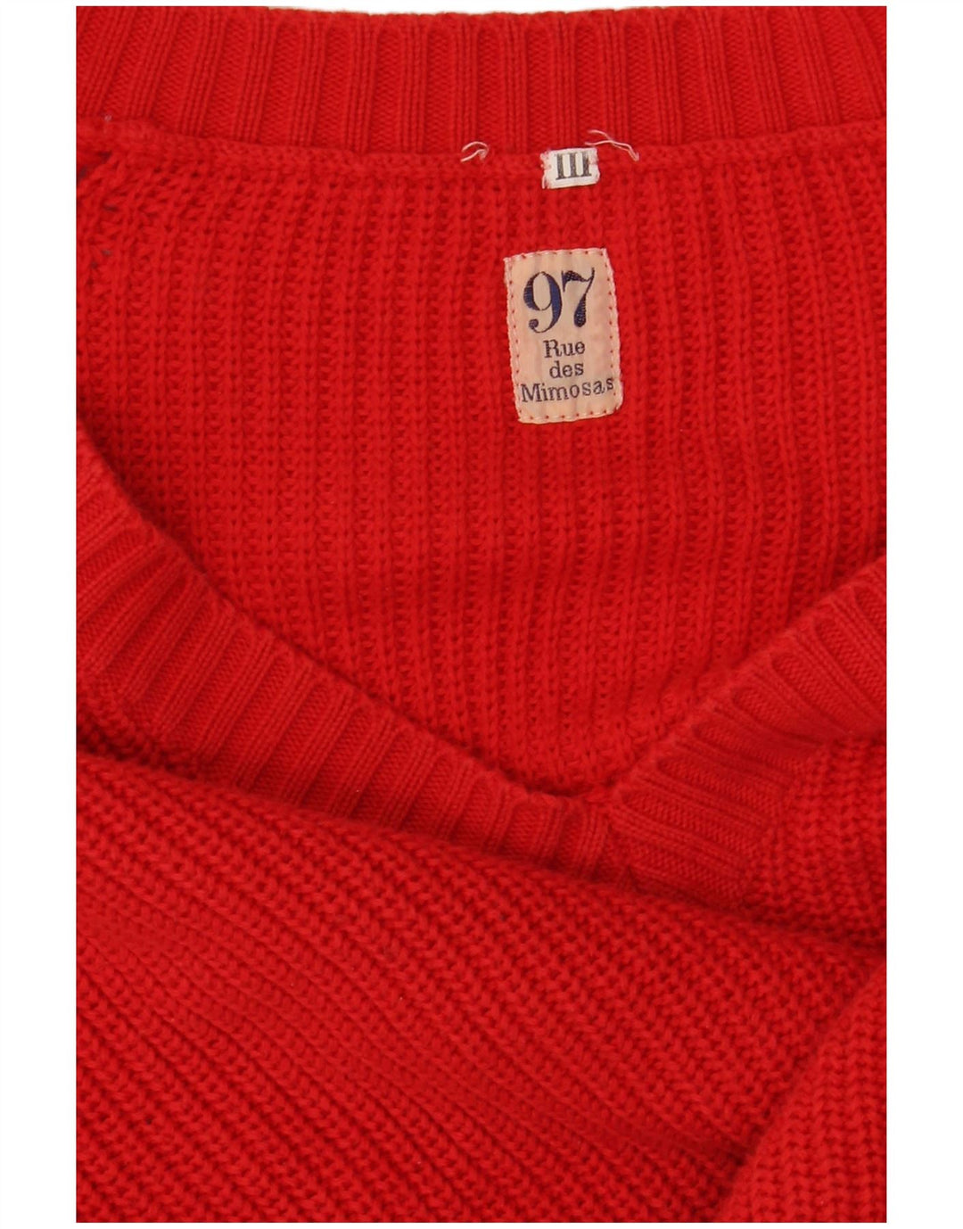 Męski sweter VINTAGE z dekoltem w kształcie litery V, duży, czerwony, bawełniany
