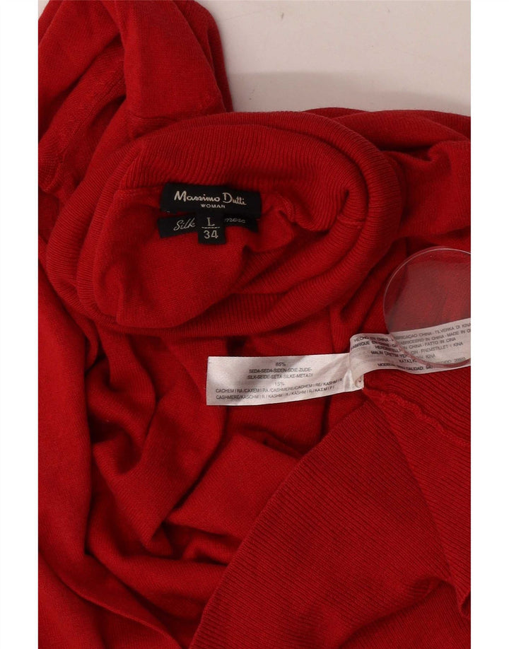 Sweter damski Massimo Dutti z wywijanym dekoltem UK 14, duży, czerwony jedwab
