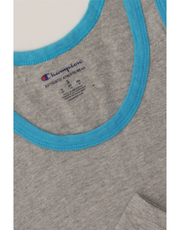 CHAMPION Mens Graphic Vest Top Small Grey Cotton Vintage Champion and Second-Hand Champion from Messina Hembry 