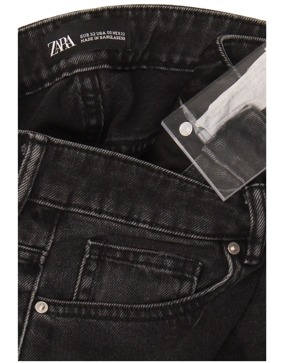 Damskie jeansy z wysokim stanem i szeroką nogawką ZARA W22 L25 Czarna bawełna