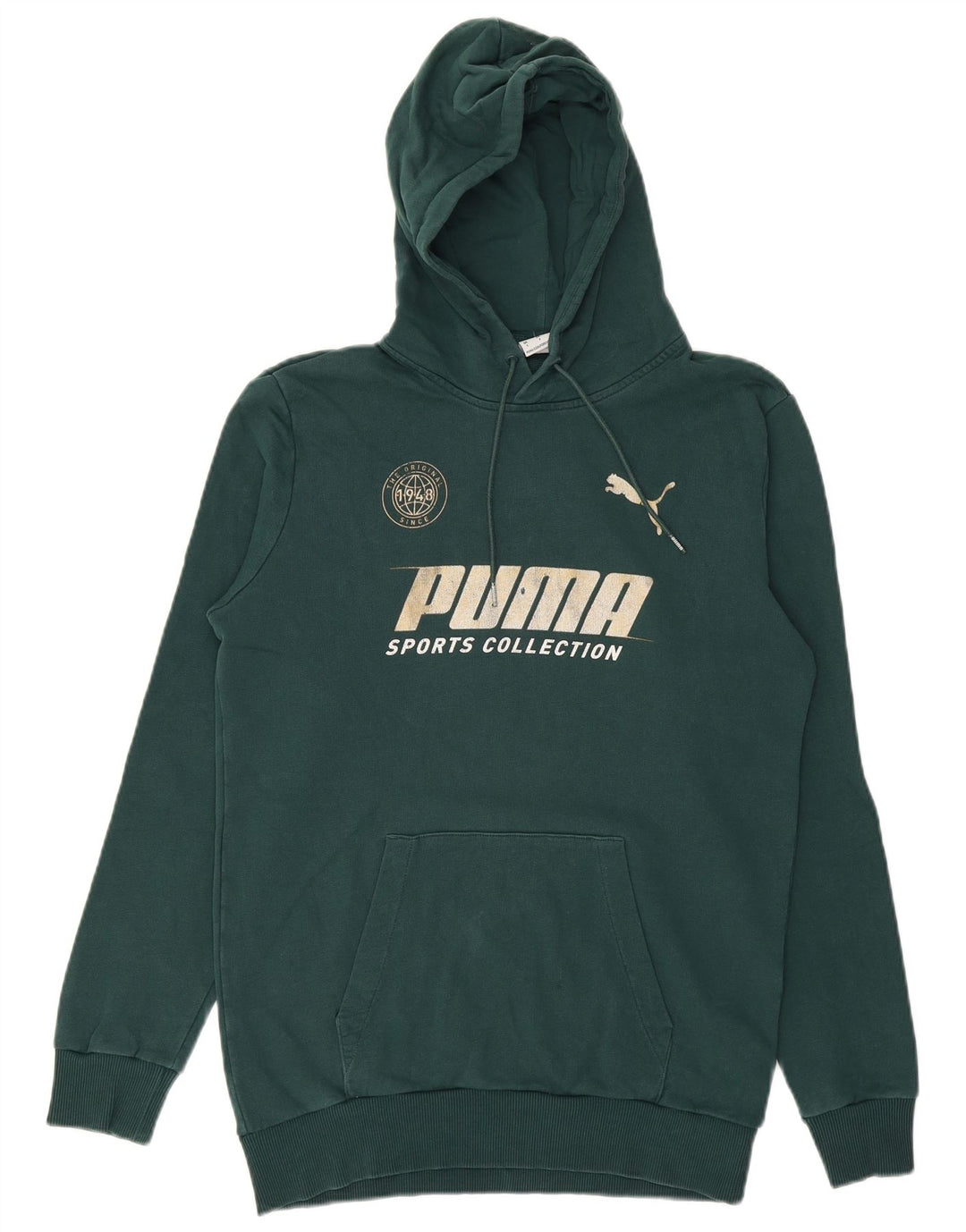 Męski sweter z kapturem i grafiką PUMA, mały, zielony, bawełniany