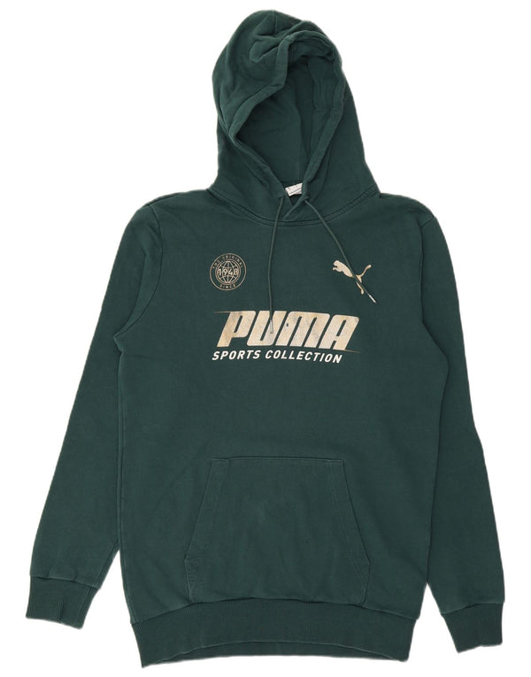 Męski sweter z kapturem i grafiką PUMA, mały, zielony, bawełniany