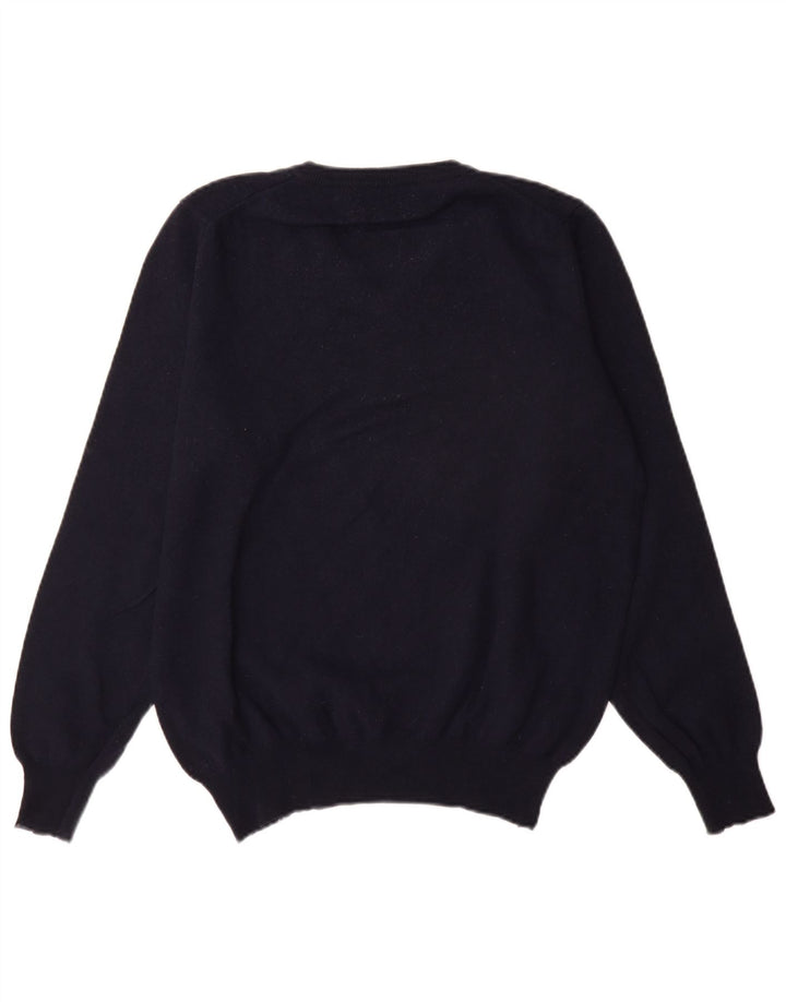 Męski sweter Fred Perry z dekoltem w kształcie litery V, duży, granatowy, wełniany