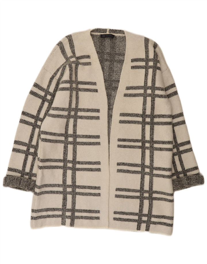 Sweter damski Marks & Spencer Longline Cardigan UK 16, duża, biała krata