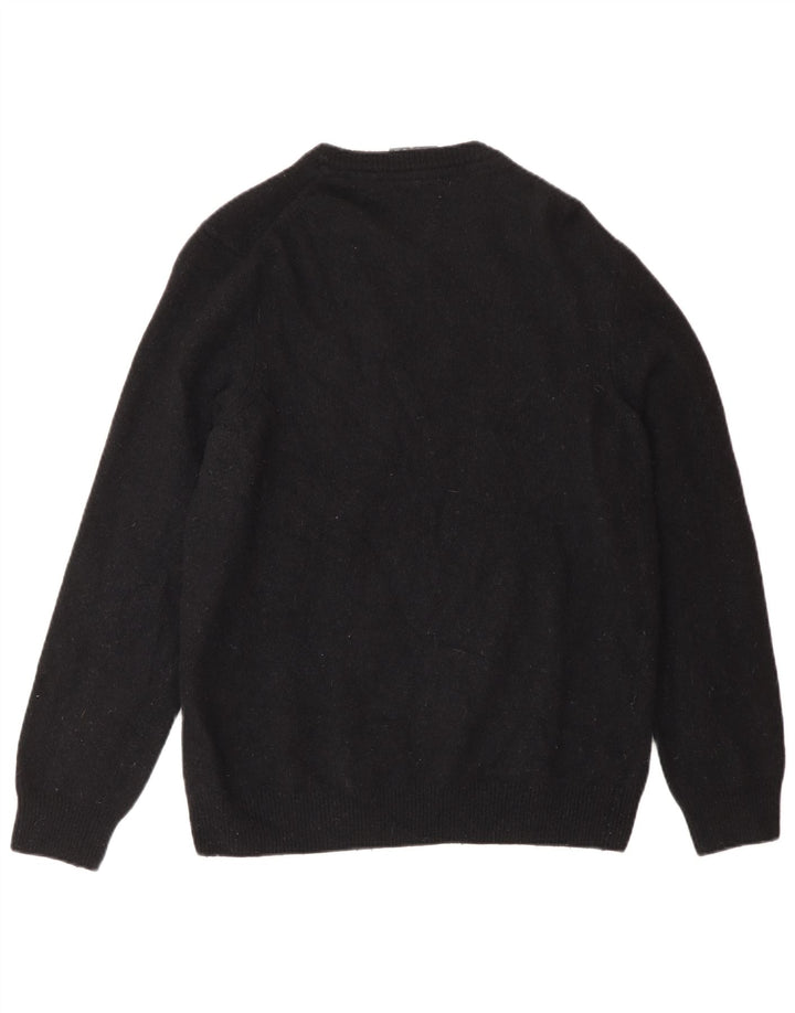 Damski sweter z okrągłym dekoltem Lyle & Scott UK 16, duży, czarny, wełniany