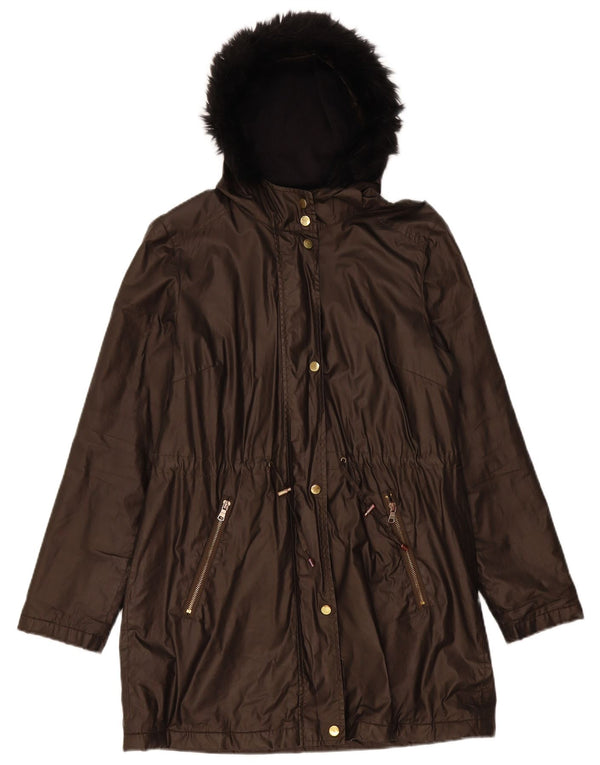 Damska kurtka parka z kapturem Marks & Spencer UK 10, mała, brązowa, poliamid