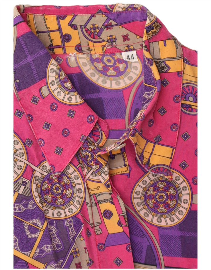 Damska bluzka koszulowa VINTAGE w abstrakcyjny wzór IT 44 Średni róż