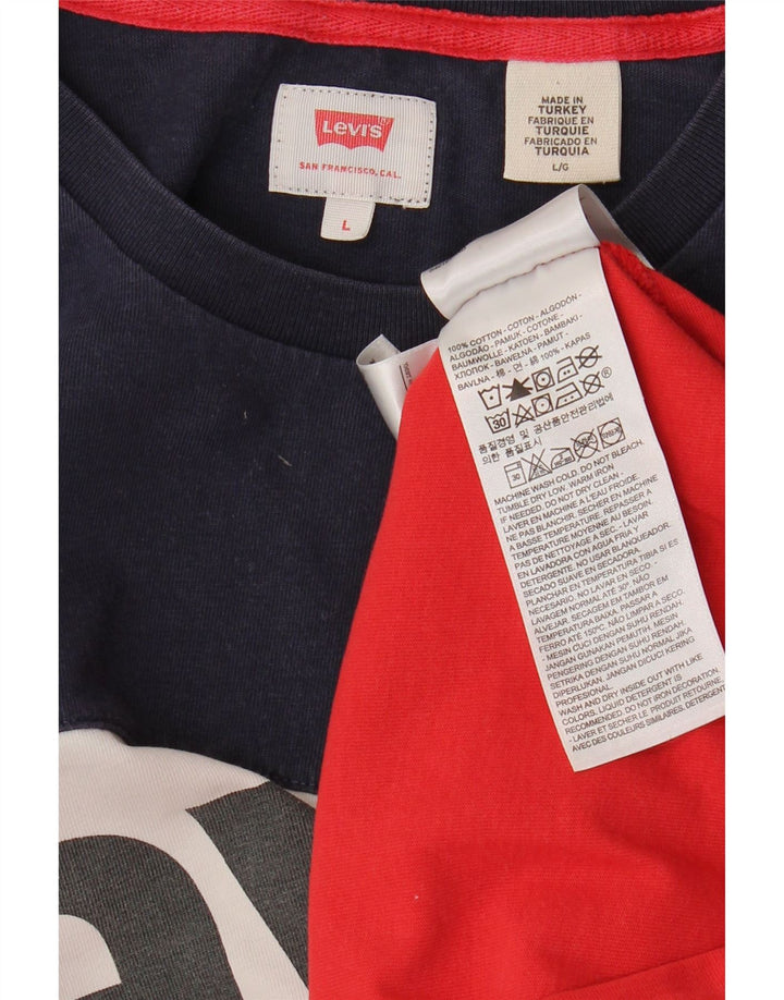 Męski T-shirt z grafiką LEVI'S, duży, czerwony, bawełniany blok kolorów