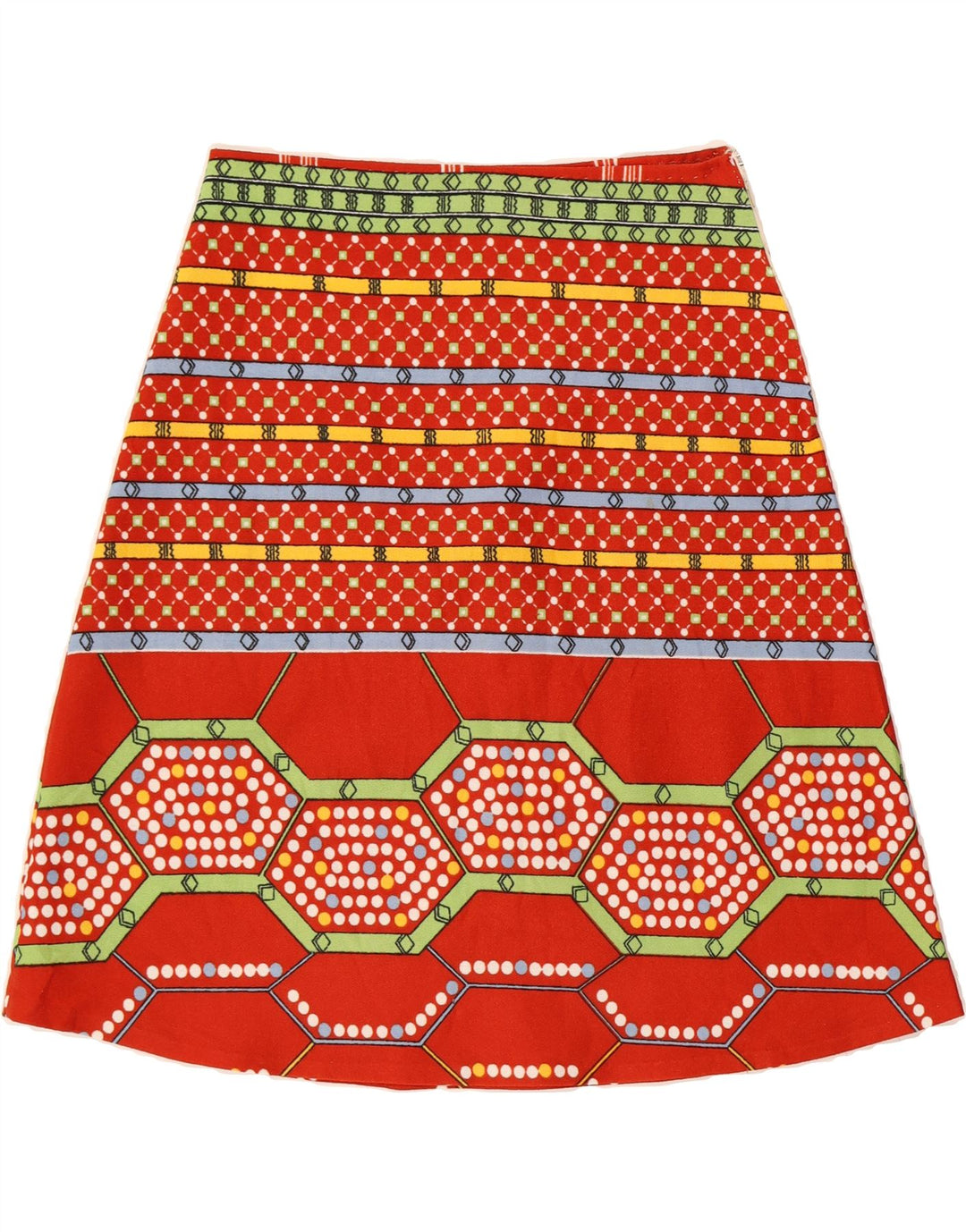 VINTAGE Womens A-Line Skirt W30 Medium Red Geometric Vintage Vintage and Second-Hand Vintage from Messina Hembry 