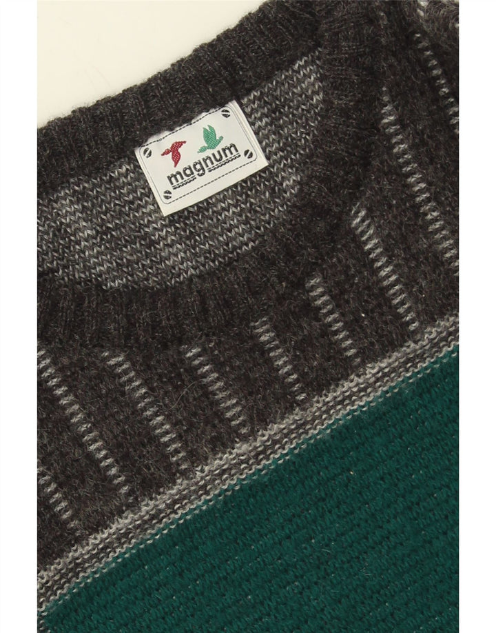 MAGNUM Womens Crew Neck Jumper Sweater UK 16 Large Grey Check Vintage Magnum and Second-Hand Magnum from Messina Hembry 