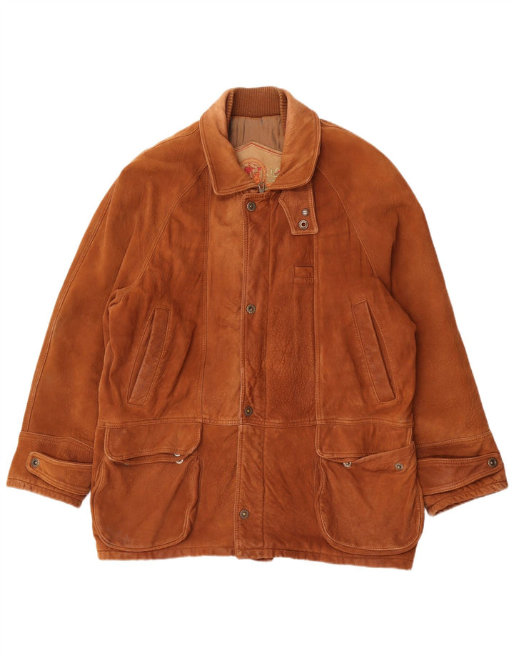 Męska kurtka skórzana Essebi UK 40, duża brązowa skóra