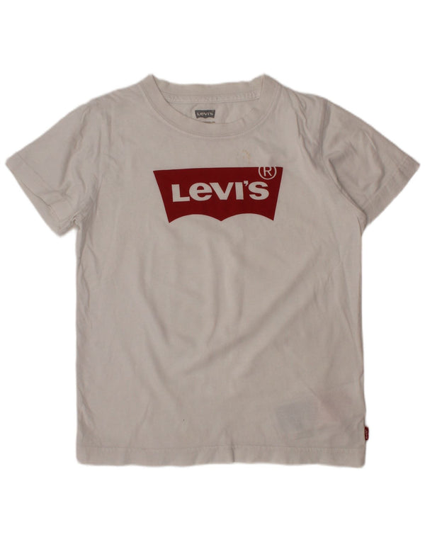 Chłopięcy T-shirt z grafiką LEVI'S, 7-8 lat, biała bawełna