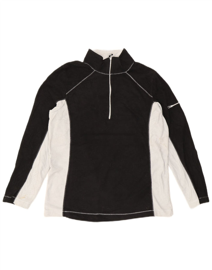 Męski sweter polarowy Eddie Bauer z zamkiem błyskawicznym, duży, czarny poliester z blokami kolorów