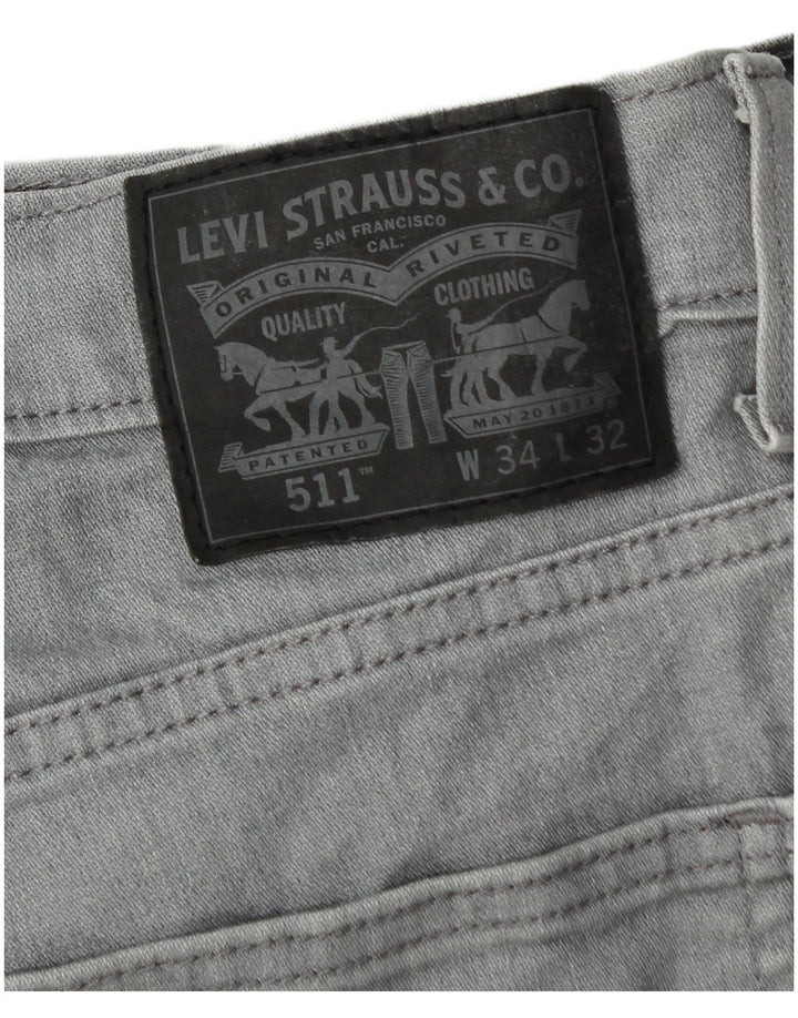 Męskie jeansy Levi's 511 Slim W34 L32 Szara bawełna