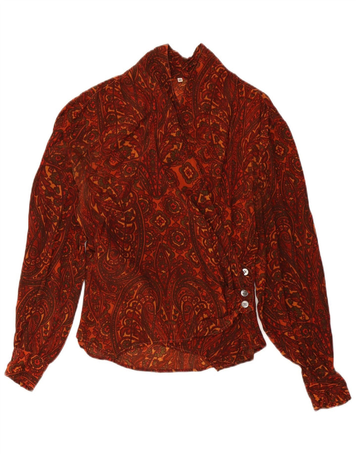 Damska bluzka koszulowa w stylu vintage IT 44 Medium Burgundy Paisley