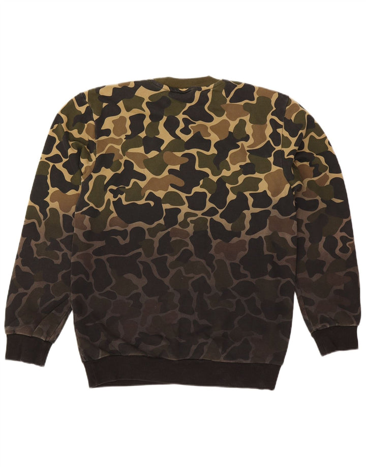 Adidas Męska bluza z kapturem, mała, khaki, kamuflaż, bawełna