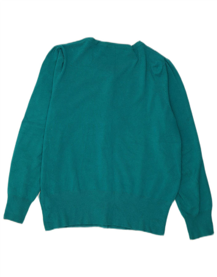 Marks & Spencer Damski sweter kardigan UK 16, duży, niebieski, wiskoza