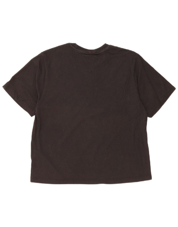 Damska koszulka TOMMY HILFIGER Crop Graphic Top UK 10 Small, czarna bawełna