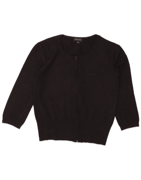 Damski sweter rozpinany GUESS z rękawem 3/4, UK 14, duży, czarny