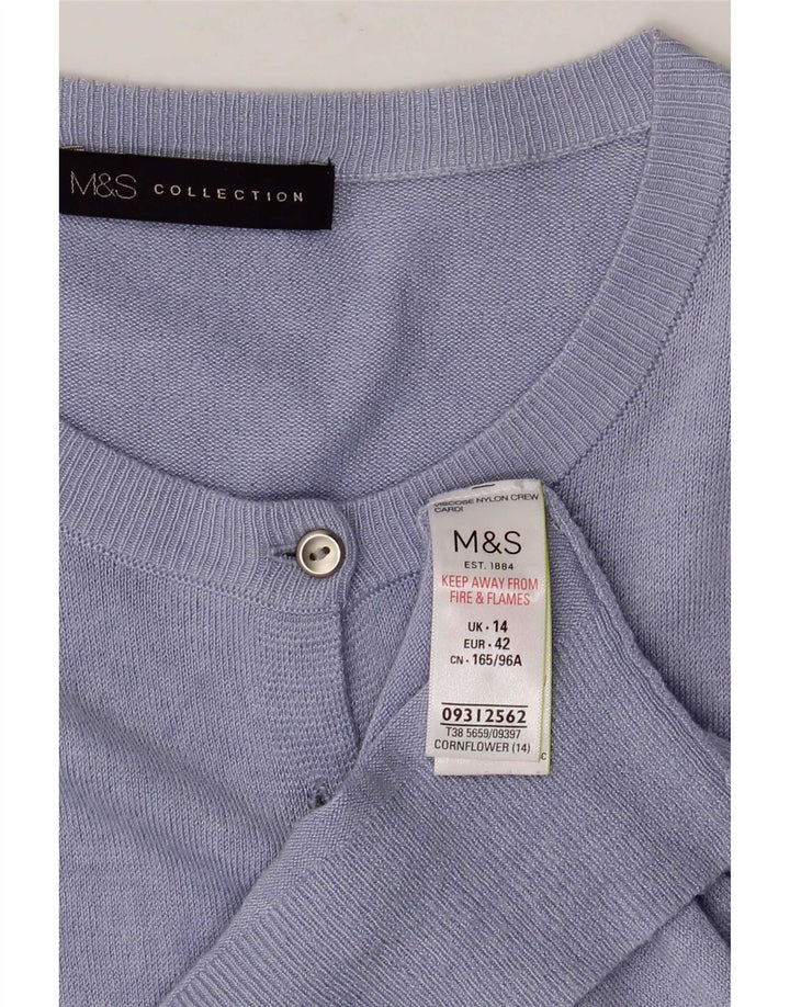 Marks & Spencer Damski sweter kardigan UK 14, duży, niebieski, wiskoza