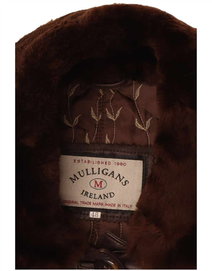 Vintage damski płaszcz skórzany IT 48 XL brązowa skóra