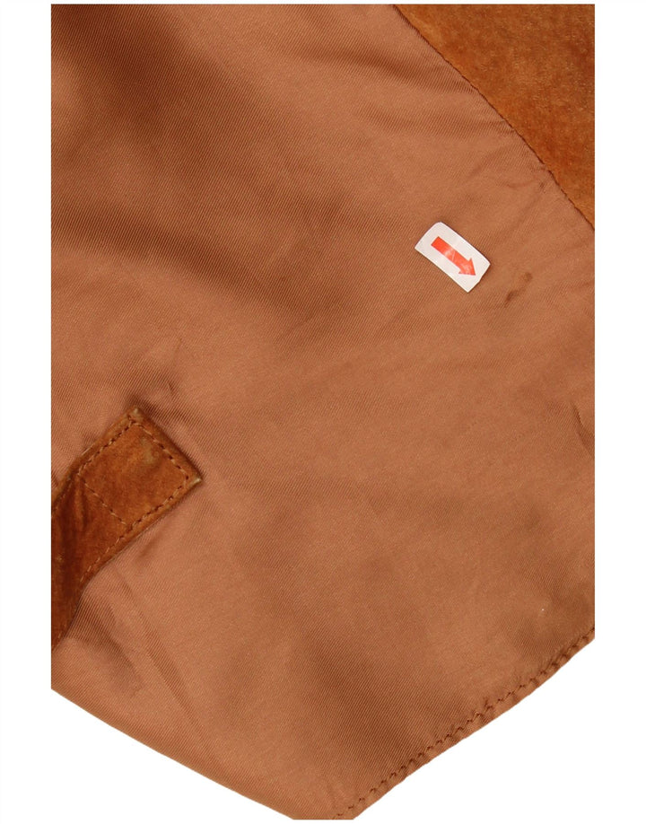 Vintage damska zamszowa kamizelka UK 16 duża brązowa skóra