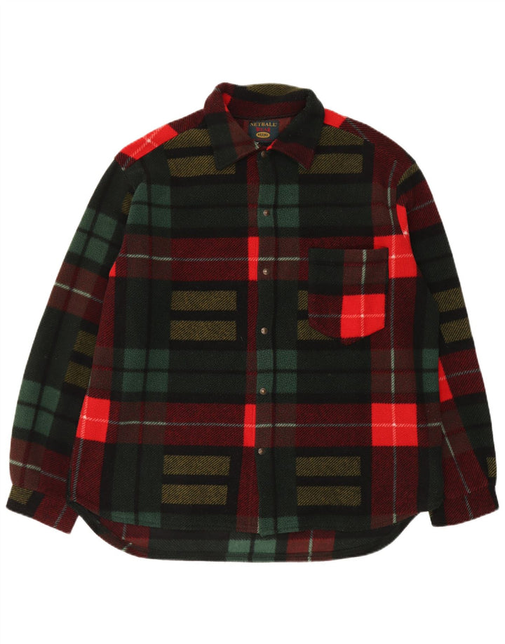 Męska koszula wierzchnia w stylu vintage, polarowa, duża, wielokolorowa, poliester w kratę