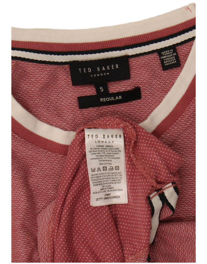 Męska koszulka Ted Baker o regularnym kroju, rozmiar 5 XL, różowa, bawełniana