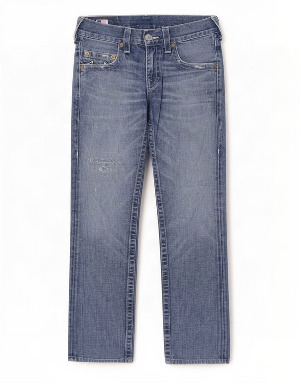 True Religion Mens Straight Jeans W30 L30 Blue Cotton
