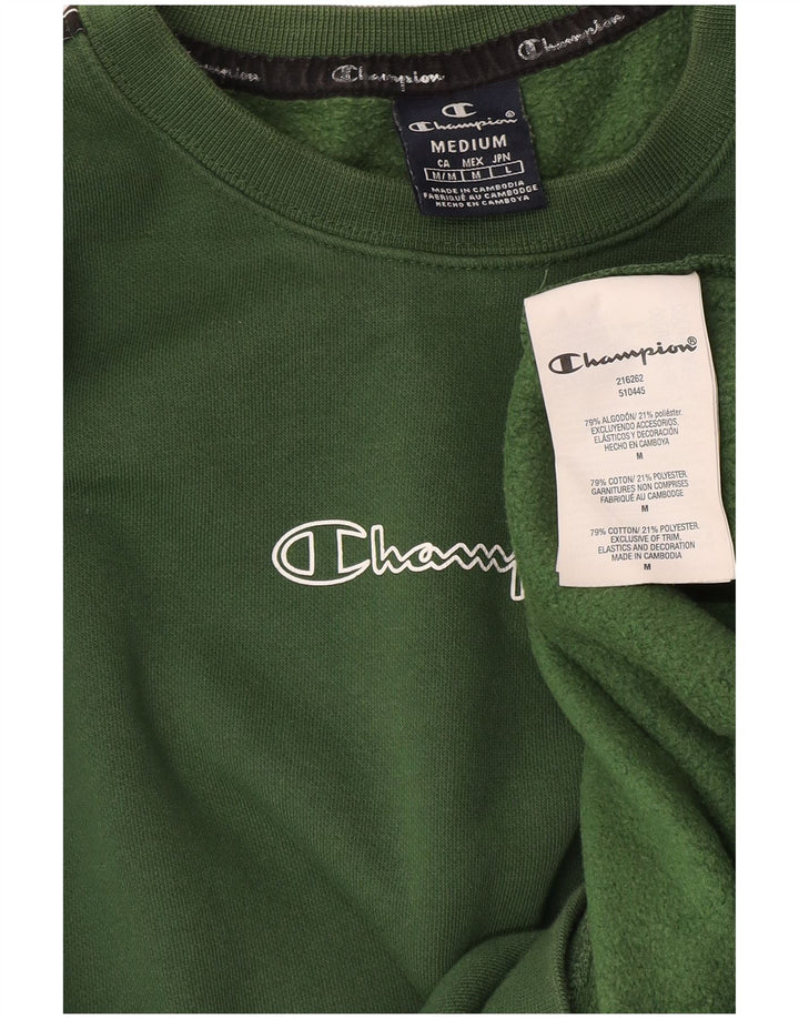 Męski sweter z grafiką Champion, średni zielony, bawełniany