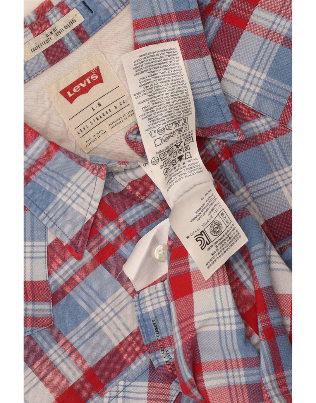 Męska koszula slim fit z krótkim rękawem Levi's, duża, bawełniana w czerwoną kratę