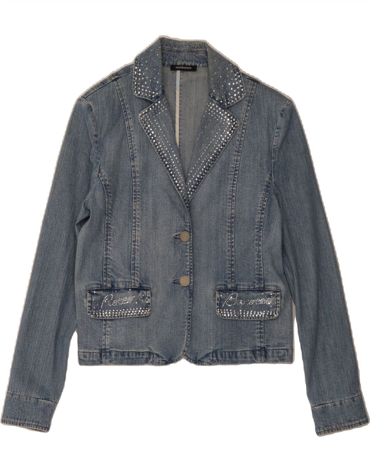 ROCCOBAROCCO Womens Denim Jacket US 12 Large Blue Cotton Vintage Roccobarocco and Second-Hand Roccobarocco from Messina Hembry 