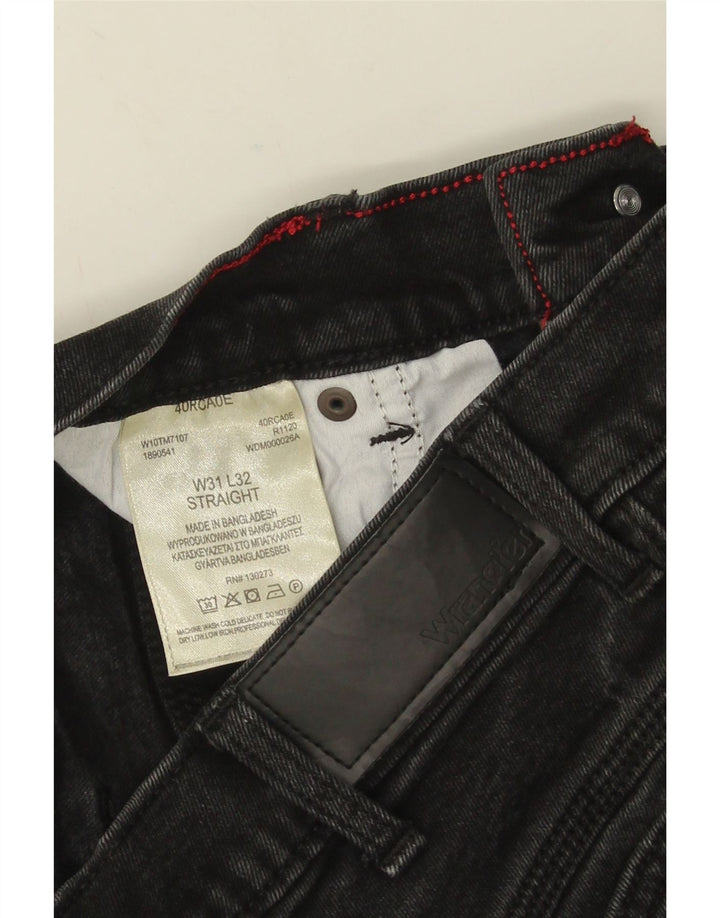 Męskie proste dżinsy Wrangler W31 L32, czarne, bawełniane