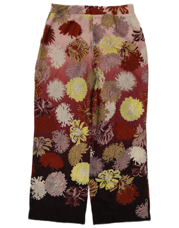 Damskie spodnie z szerokimi nogawkami ZARA W28 L29 Wielokolorowe kwiaty