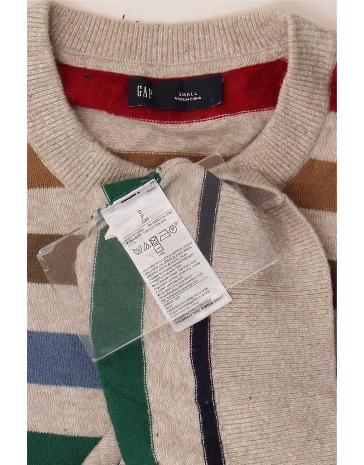 Męski sweter Gap z okrągłym dekoltem, mały, wielokolorowy, bawełniany w paski