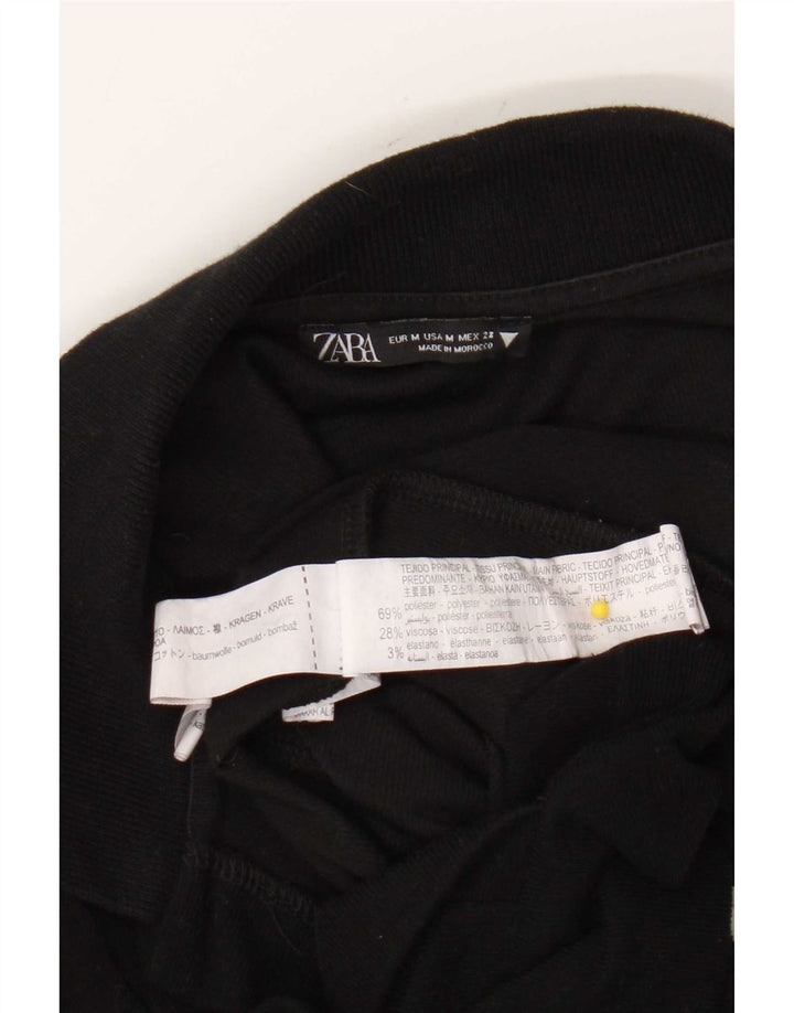 Damskie body polo Zara UK 12, średni czarny poliester