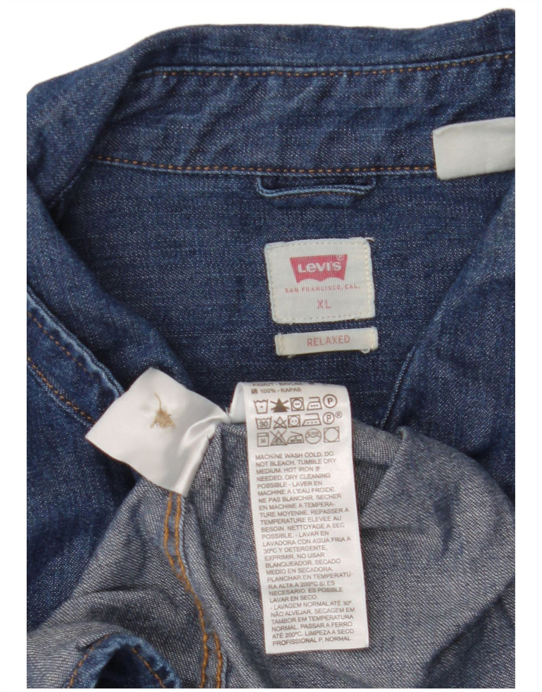 Męska koszula dżinsowa LEVI'S o swobodnym kroju XL, niebieska, bawełniana