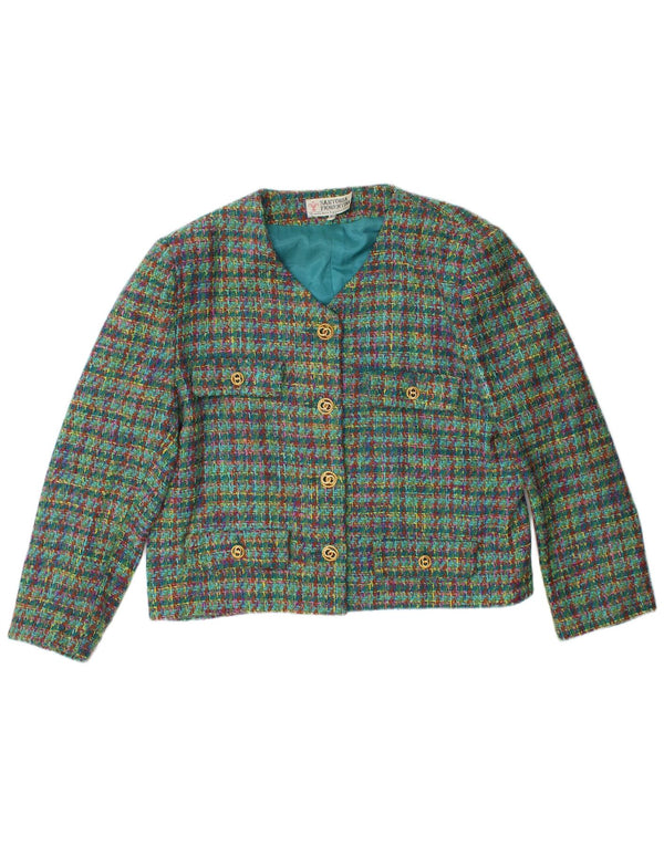 VINTAGE Damski zestaw spódnic zapinanych na 4 guziki, 2 częściowy IT 48 XL W32 Wełniana zielona krata