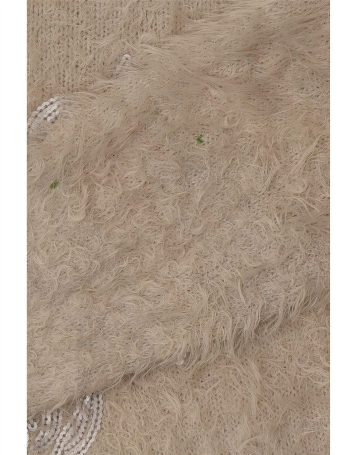 Marks & Spencer Damski sweter z dekoltem w łódkę UK 16, duży, szary w kwiaty