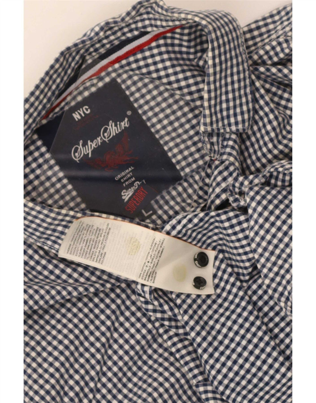 Koszula męska Superdry, duża, granatowa, bawełniana w kratkę