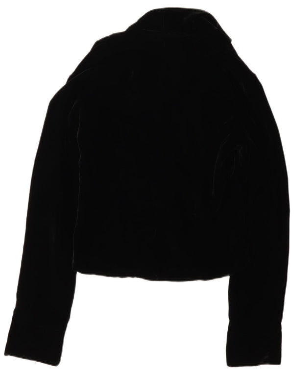 VINTAGE Womens 3 Button Velvet Blazer Jacket UK 12 Medium Black