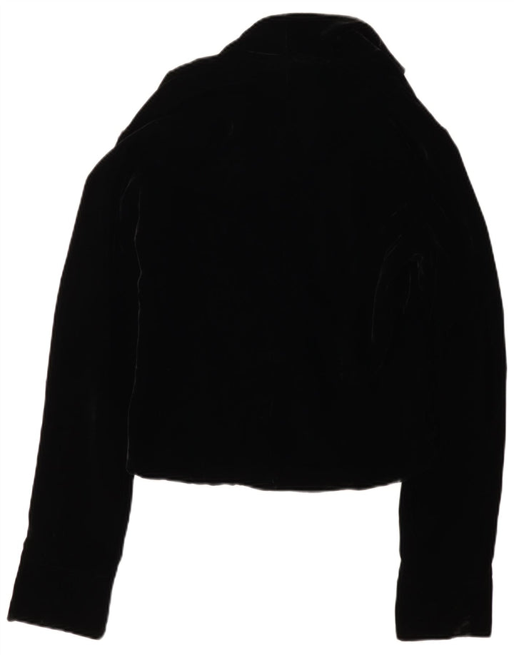 Aksamitna marynarka damska VINTAGE zapinana na 3 guziki UK 12, średnia czarna