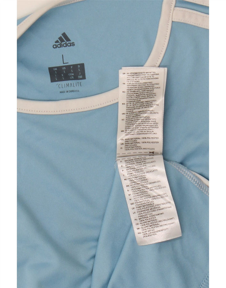 Adidas Męska koszulka Climalite Top, duża, niebieska, poliestrowa z blokami kolorów