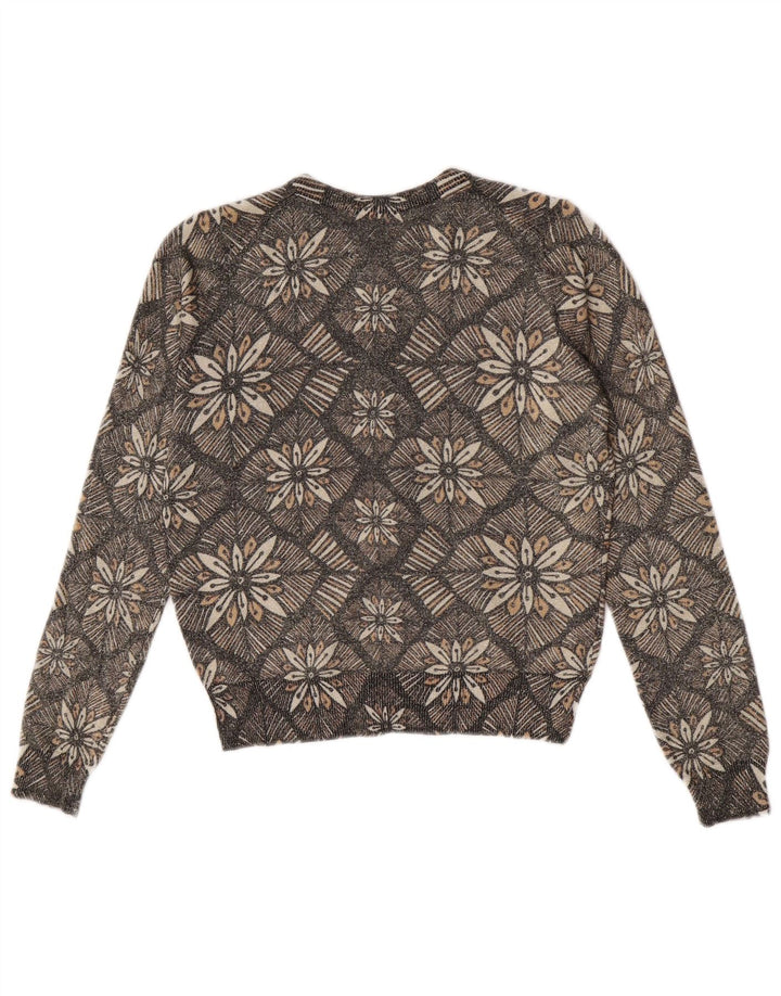 Marks & Spencer Damski sweter rozpinany UK 12 Średni szary w kwiatową wiskozę