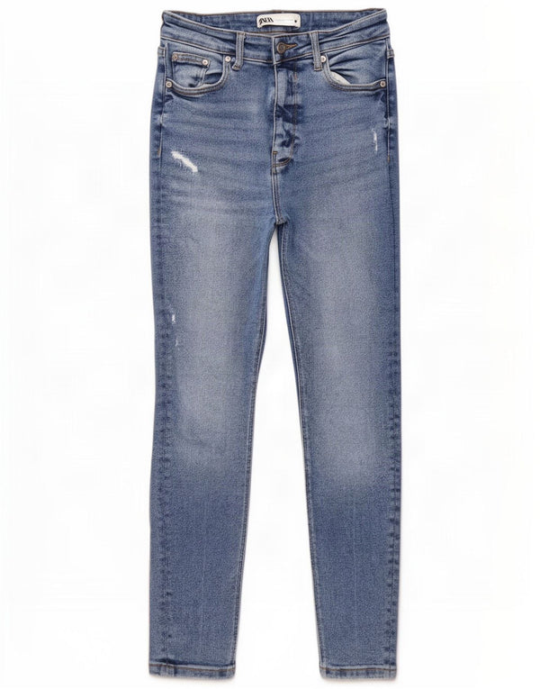 Damskie dżinsy rurki Zara w trudnej sytuacji EU 38 Small W28 L27 Niebieskie