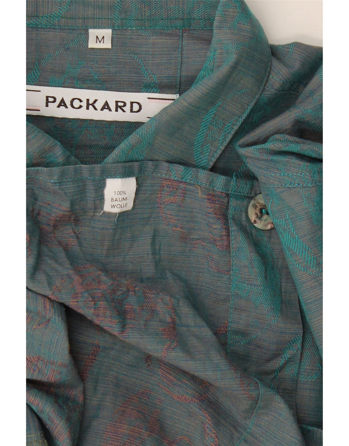 PACKARD Mens Abstract Pattern Shirt Medium Green Cotton Vintage Packard and Second-Hand Packard from Messina Hembry 