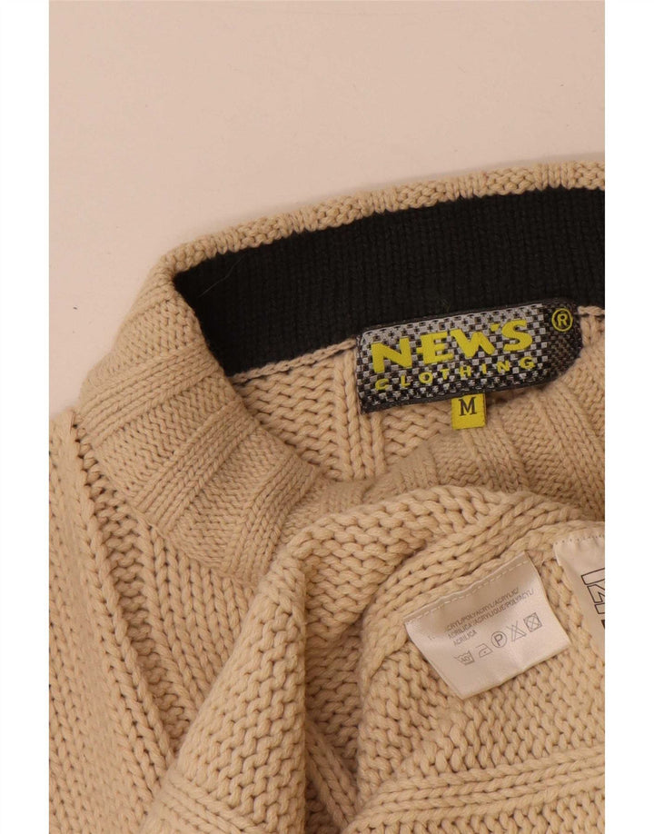 Vintage męski sweter z golfem w średnie beżowe paski