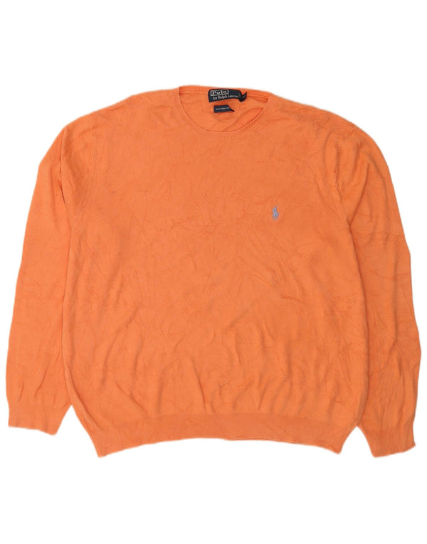 Polo Ralph Lauren Męski sweter z okrągłym dekoltem XL, pomarańczowy, bawełniany